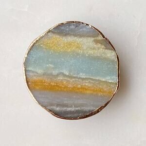 Golden Edge Natural Stone Phone Grip Amazonite
